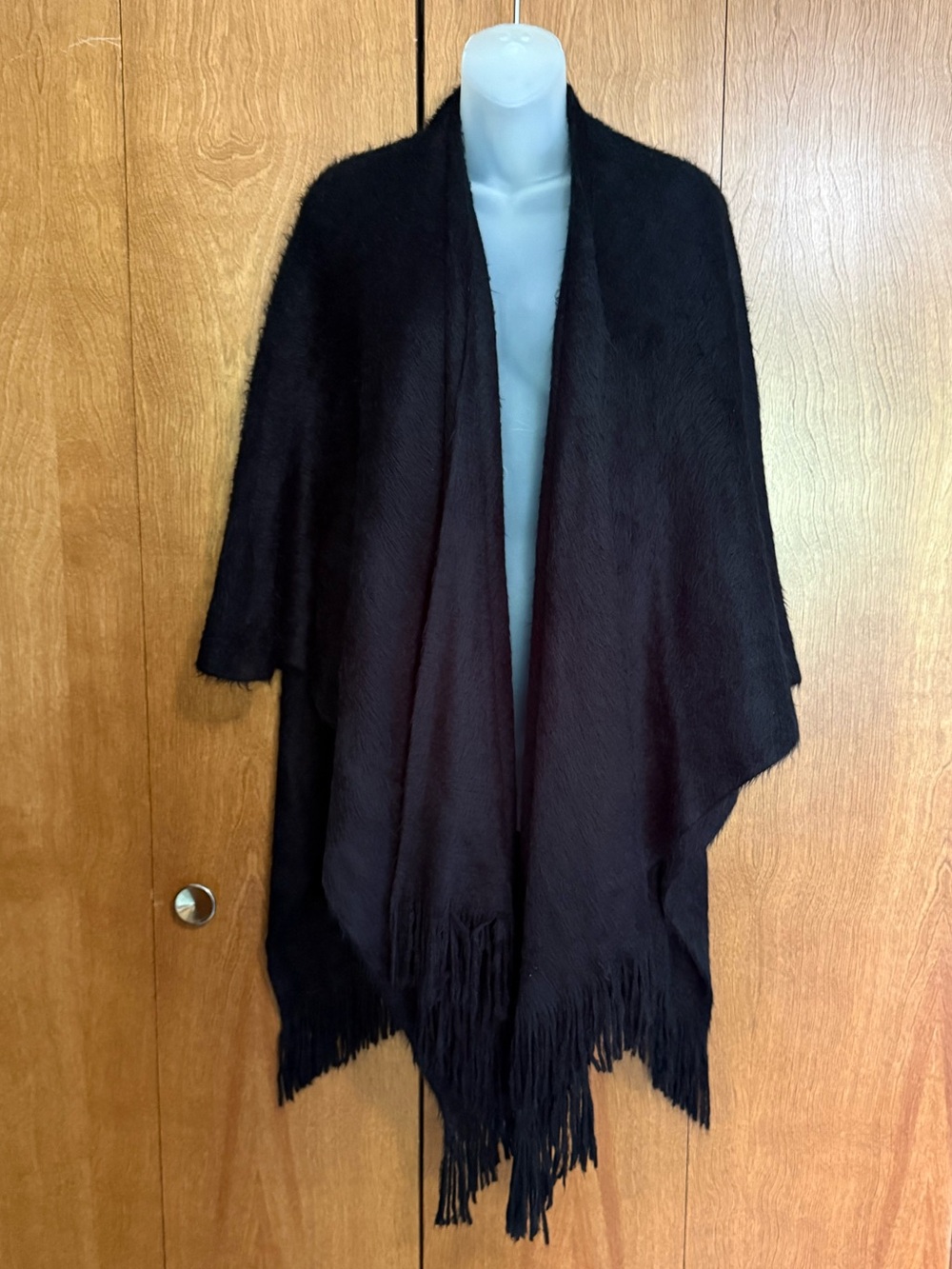LC Lauren Conrad Black Fringe Wrap Cape NWOT